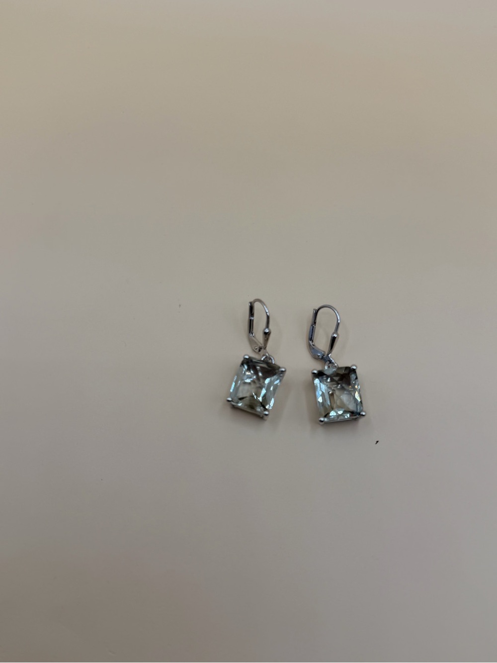 925 Sterling Silver 8 Ctw Prasiolite Earrings.